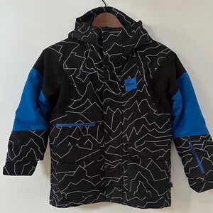 Geometric Black and Blue Kids Puffer Jacket